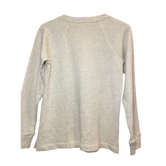 J. Crew Rhinestone Jewel Neckline Holiday Heathered Cream Sweatshirt 100% Cotton - Picture 10 of 12